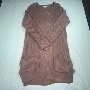 Pink Rose‎ Womens Knit Cardigan Duster Sweater Long Sleeve Open Front Small